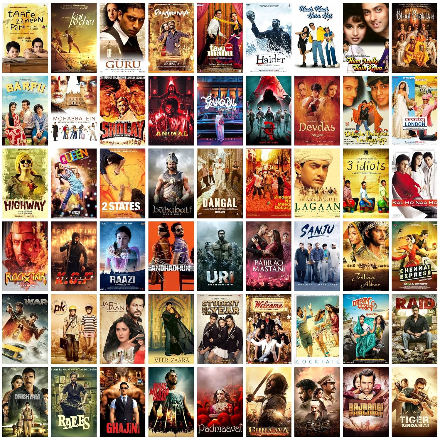 Collage of Bollywood movie posters